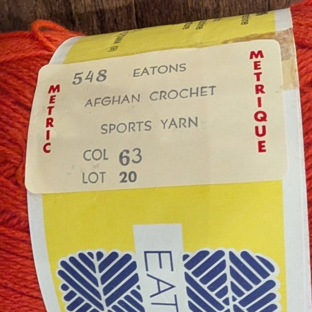 Vintage EATONS AFGHAN CROCHET SPORTS YARN Orange Acrylic 300g - Picture 3 of 5